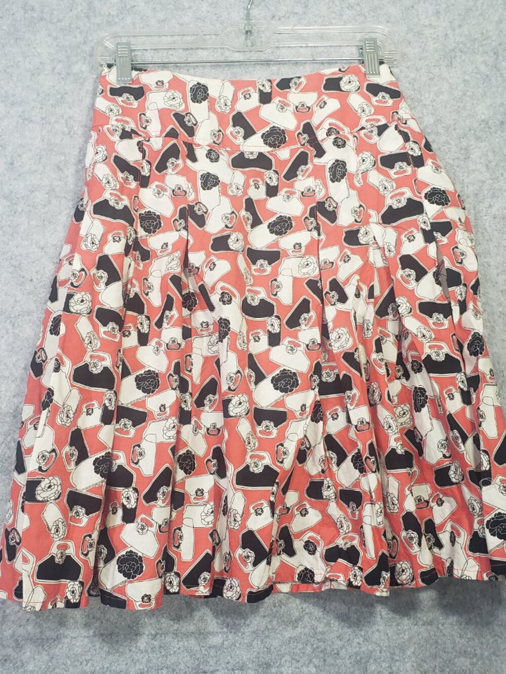 Liz Claiborne 12P A-Line Skirt Orange Black White Graphic Print 100% Cotton - Picture 3 of 8